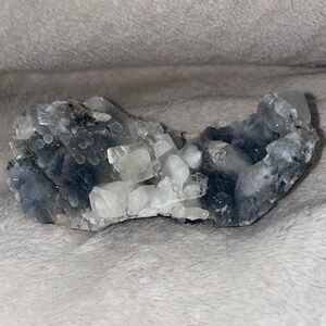 Apophyllite on Black Chalcedony